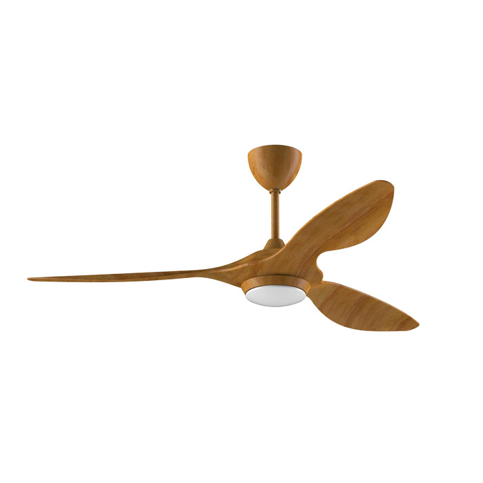 Стеляний вентилятор Reiga з підсвічуванням та пультом керування, 132 см, тихий реверсивний мотор, 6 швидкостей, таймер, регулювання яскравості та 3 колірні температури, світло-коричневі лопаті