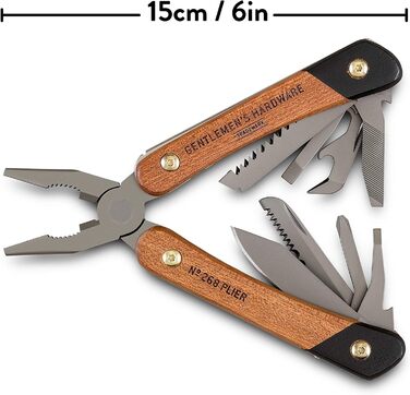Мультитул Gentlemen's Hardware з нержавіючої сталі та дерева, 3,5x10x2,3 см, GEN627UK