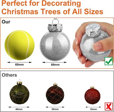 Шарм-кулі для ялинки, пластикові, срібні, 6 см, набір 30 шт. з петелькою