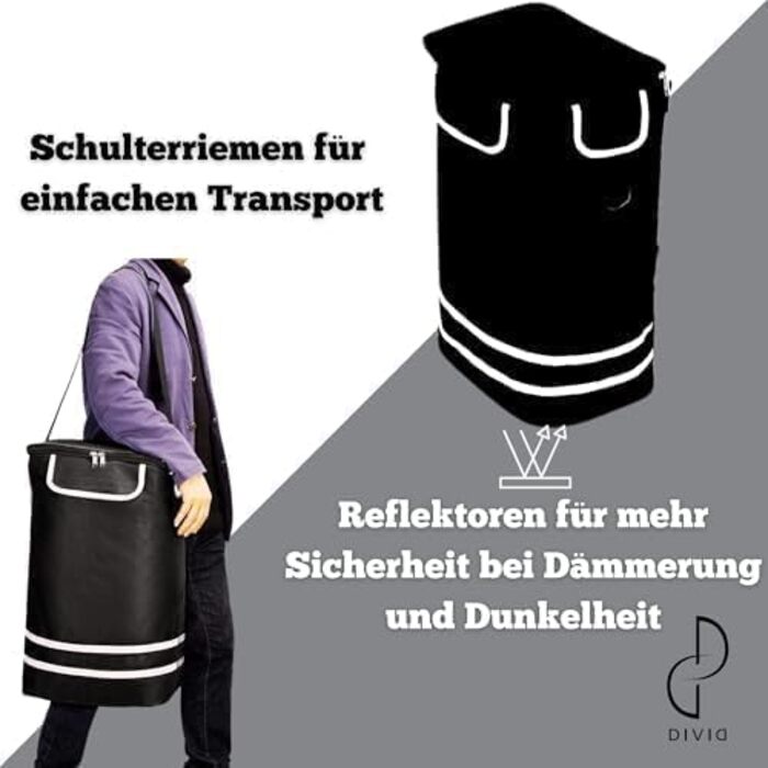 DIVID® Коляска для покупок зі складною візком, об'єм 56 літрів, вантажопідйомність до 50 кг, складана, сумка через плече та ізольований відсік, синій колір