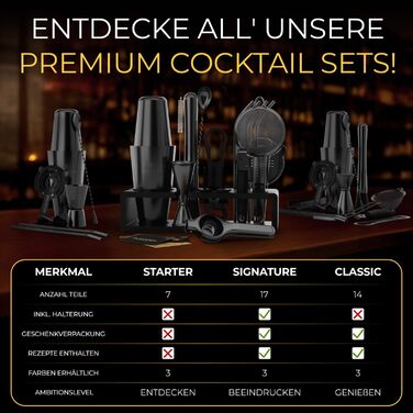 Набір для коктейлів EMPATION: професійний шейкер Boston, 8 предметів, 825 мл, нержавіюча сталь, чорний