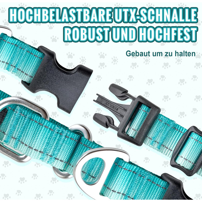 Відбиваюче повідець для собак Martin Gay, з зупинкою, для великих, середніх та малих собак, повідок-стопер для Whippets, Greyhounds, Saluki (Турквезевий, M)