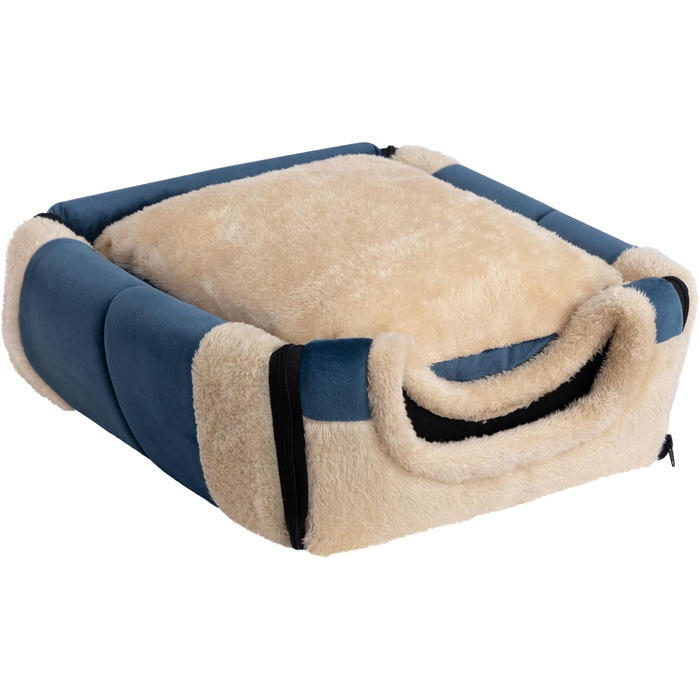 Hollypet Cat Bed, Small Dog Bed, 2-in-1 Foldable Plush Pet Bed for Cats & Small Dogs, Cozy and Soft Pet Cave Bed for Indoor Outdoor, (Dark Blue)