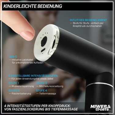 Масажер для м'язів Miweba MM200 | Масажна пістолета з LCD-дисплеєм та 6 насадками