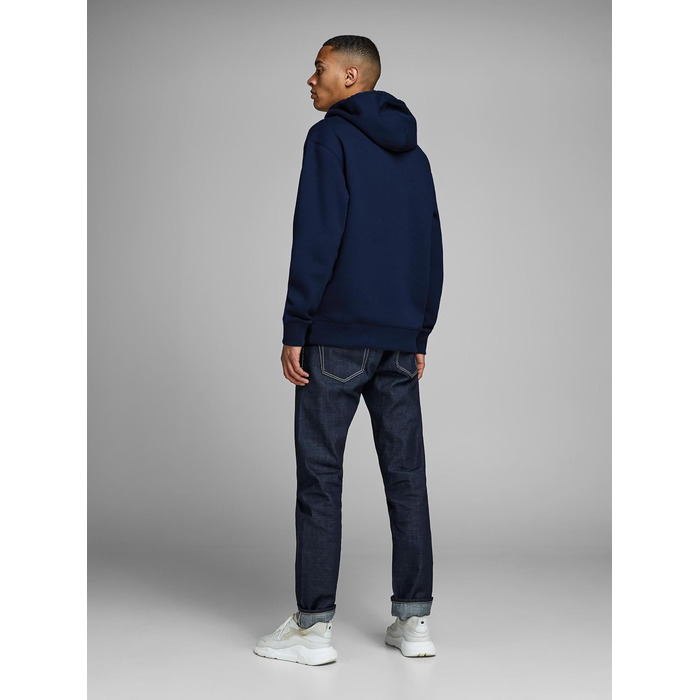 Чоловічий худі з капюшоном JACK & JONES RDD Logo, темно-синій (Navy Blazer), розмір S