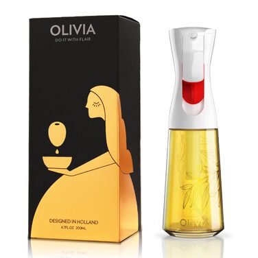 Розпилювач для олії FlairRosol Olivia 200 мл, скляний, з дозуванням - для кухні, салатів, грилю, випічки (прозорий з золотом)