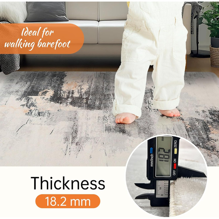 Килим Safunion для вітальні: великий сучасний абстрактний килим з коротким ворсом, м'який килим для спальні (80 x 120 см, 200 x 250 см), абстрактний коричнево-багатокольоровий