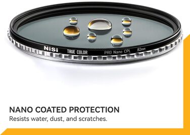 NiSi True Color CPL фільтр поляризаційний для об'єктива камери (58mm) з багатошаровим нанопокриттям та ультра-низьким відбиттям