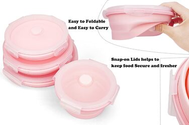 Складані миски для собак з кришкою, 2 шт., портативні миски для собак середніх, великих та малих порід, силікон, для подорожей, для собак/кішок, годівниці/поїлки для кемпінгу, рожевий середній колір