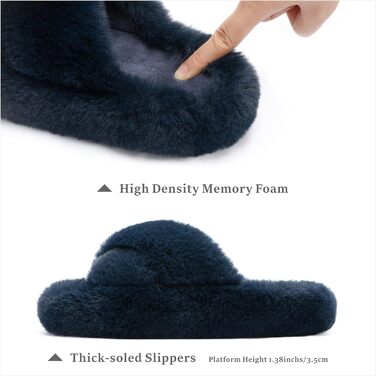 Жіночі домашні тапочки Chantomoo з піною Memory Foam - зручні, теплі, з штучним хутром, колір блакитний (42/43 EU)