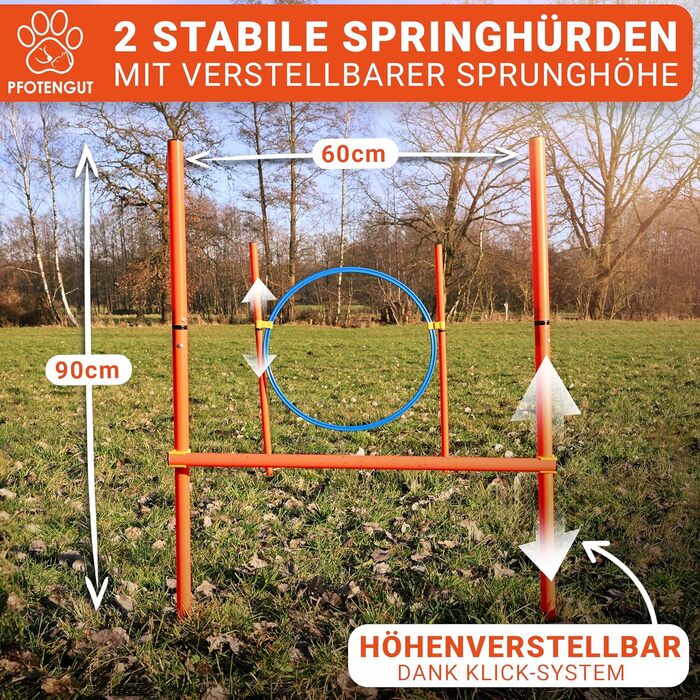 Набір для аджиліті для собак [11-TLG.] - універсальний набір з перешкодами, тунелем, слаломом та іншим для тренування та аджиліті собак - з аксесуарами та сумкою для транспортування, великий розмір