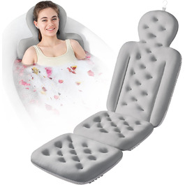 Full Body Bathtub Pillow with 160 Suction Cups - Head & Neck Support Bath Mat with Laundry Bag (Dark Gray, 130 x 41 cm)