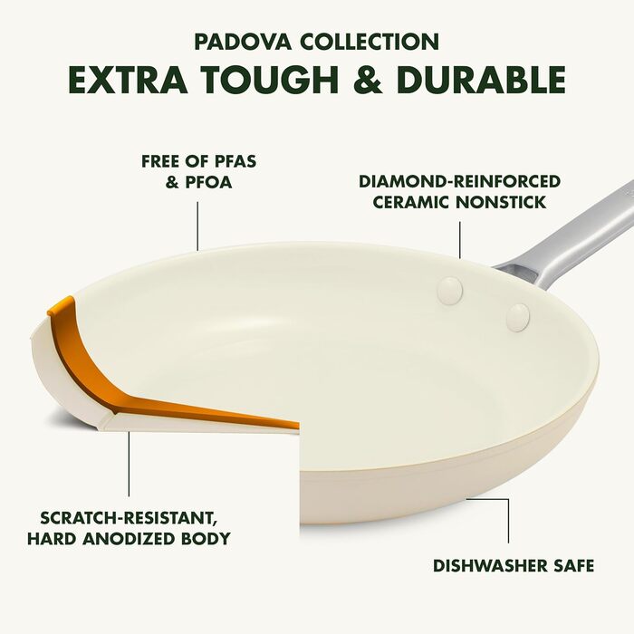 Набір посуду GreenPan Padova з антипригарним покриттям Hartelox, 17 предметів, без PFAS, індукція, безпечний для здоров'я, Taupe