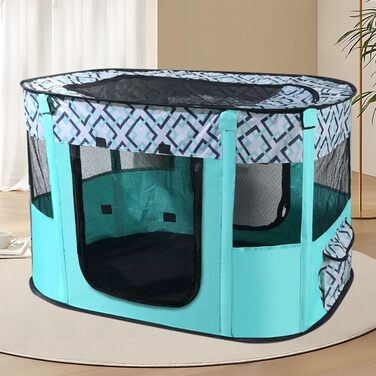 Клітка-манеж для цуценят та домашніх тварин, 70x55x40 см, водовідштовхуюча, для собак, кроликів, котів та морських свинок, для дому та вулиці (зелене решітка)