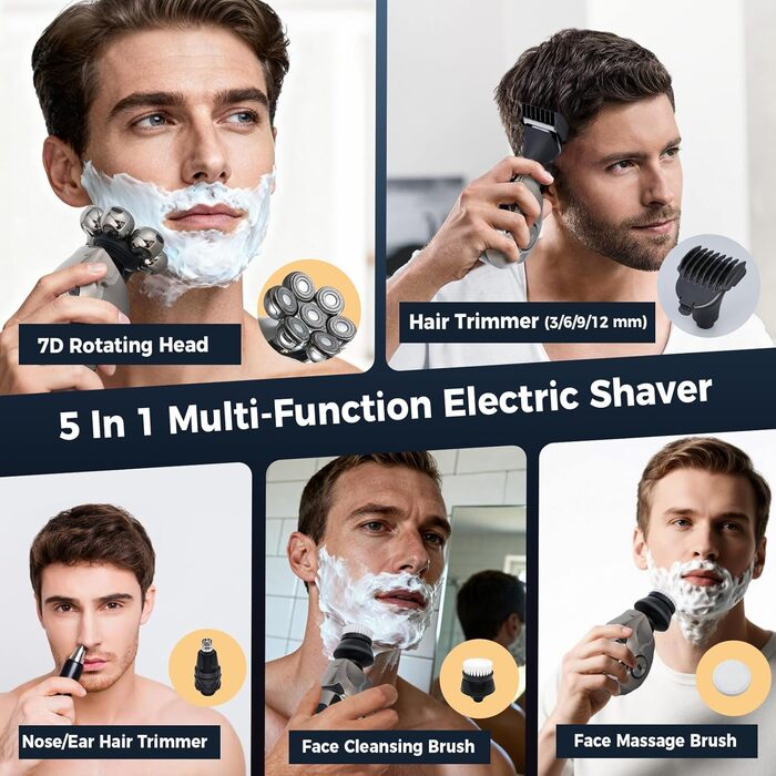 Машинка для гоління голови OSDUE чоловіча, водонепроникна, акумуляторна Type-C, для гладкої голови, магнітна, легка в очищенні, 60 хв роботи