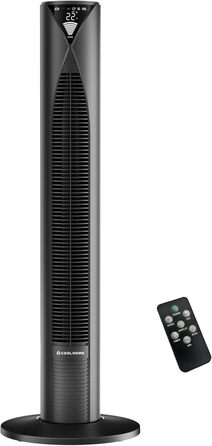 Турбовентилятор CoolHome CF2206 з пульт керування: тихий, з таймером, безпечний для дітей, 96 см (чорний)
