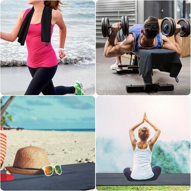 Набір рушників Leeyunbee з мікрофібри (2 шт.) - 160x80 см + 80x40 см, швидковисихаючі, для спорту, подорожей, пляжу (чорний)