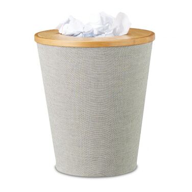 Relaxdays Bamboo Round Waste Bin