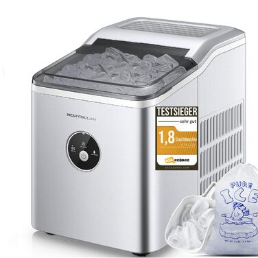 2024 Ice Maker Test Winner - 14kg Capacity, Fast Ice Production, Quiet Operation, 120W with Scoop & Basket - Compact Ice Maker for Home & Office (Silver)