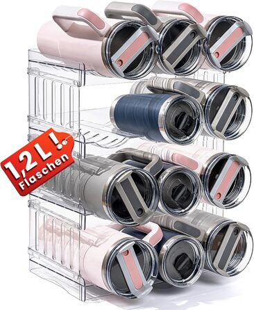 Gracenal Stackable Bottle Rack, Bottle Holder for Kitchen Cabinet, Bottle Organizer, Refrigerator Beverage Organizer, 4 Layers Stanley Cup Accessories for 1.2L Bottles