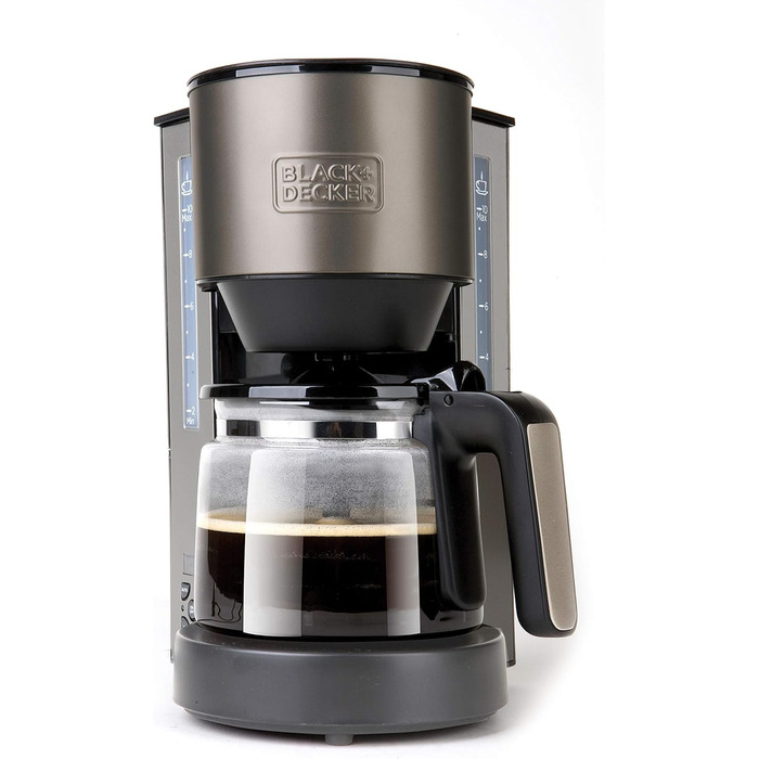 Кавоварка BLACK+DECKER BXCO870E, 870 Вт, 1,25 л, 10 чашок, з підігрівом, без перемішування, нержавіюча сталь