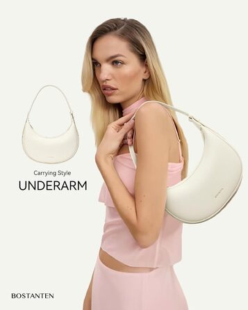 Сумка жіноча BOSTANTEN велика шопер з PU шкіри, елегантна сумка через плече, Hobo Bag чорна (1-3320-бежева)