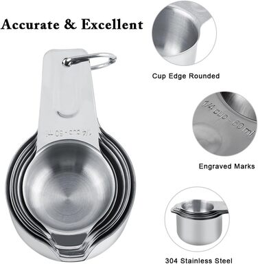 13-Piece Measuring Cup and Spoon Set, High-Quality 304 Stainless Steel, Kitchen Measuring Set for Baking and Cooking