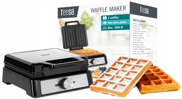 Вафельниця Teesa TSA3237 на 2 вафлі, 1600 Вт, корпус із нержавіючої сталі, регулювання потужності