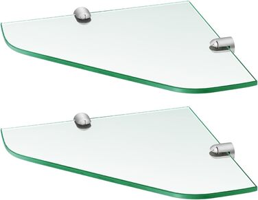 S'AFIELINA Glass Shelf Shower Caddy Glass Corner Shelf 6mm Tempered Glass Shower Shelf Glass Shelf for Bathroom Shower Shelf 23cm x 23cm (2 Pieces)
