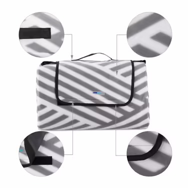Relaxdays Striped Gray and White Picnic Blanket