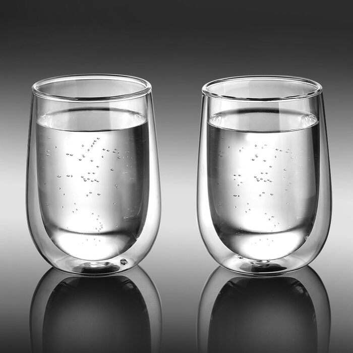 4-Piece Double-Walled Latte Macchiato Glasses, 350ml, Borosilicate Glass Coffee Cups, Glass Coffee Glasses, Tea Glasses for Cappuccino, Latte, Tea, ICE, Iced Tea, Iced Americano, Milk, Juice, Beer