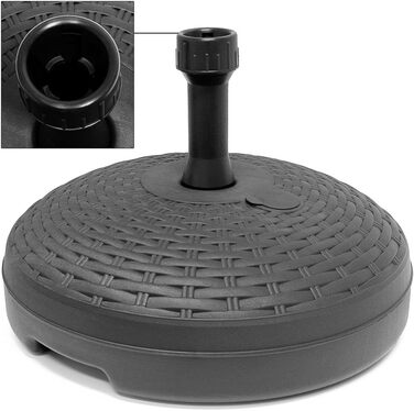 BRANDED ITEM Umbrella Stand Parasol Stand Plastic Parasol Holder Umbrella Stand with Rattan Look, Round, Fillable