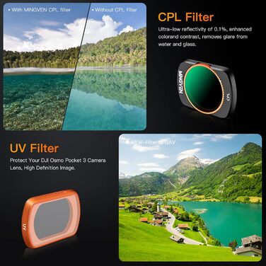 Набір ND-фільтрів MINGVEN для DJI Osmo Pocket 3 Creator Combo: ND1-5, ND64-512, CPL, UV, VND2-32 (4 шт.)