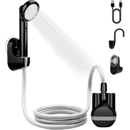LIBERRWAY Camping Shower with Pump, Rechargeable Battery Camping Shower, Garden Shower with 2m Shower Hose for Car Washing, Garden, Travel, Beach