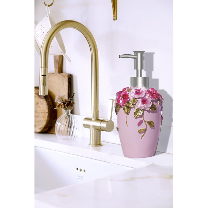 LUANT Bathroom Accessories Set, 5-Piece Bathroom Gift Set with Soap Dispenser, Pump, Toothbrush Holder, Cup, and Soap Dish, Durable Bathroom Set Decoration Ideas (Light Pink Color)