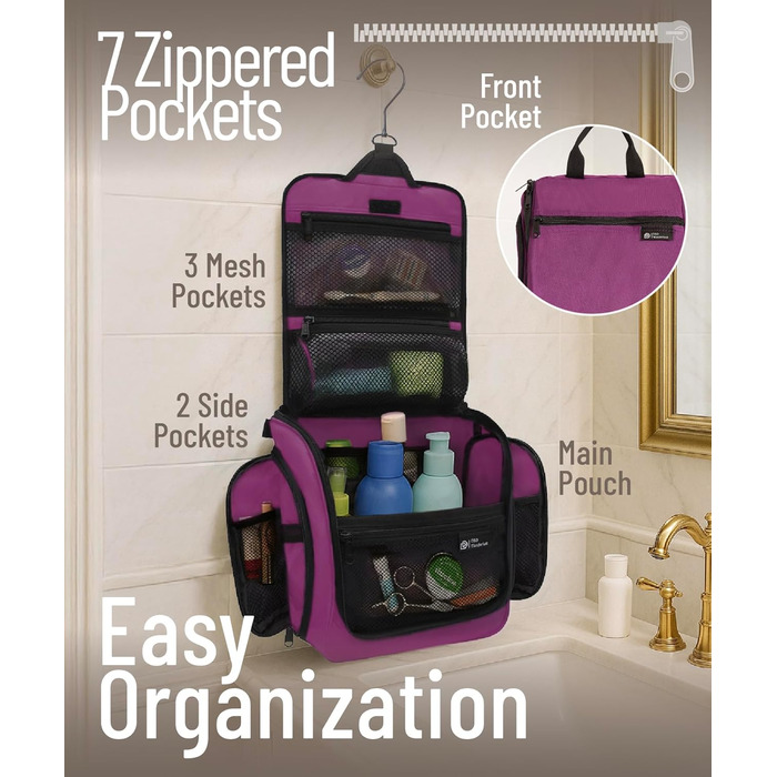 Органайзер для косметики та туалетних аксесуарів D&D – Розкладний дорожній органайзер для жінок та чоловіків (фіолетовий)