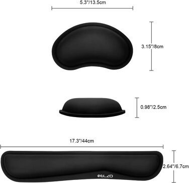 Підставка для зап'ястя ELZO для клавіатури з Memory Foam, ергономічна, для ПК, ноутбука (Чорний, PU)