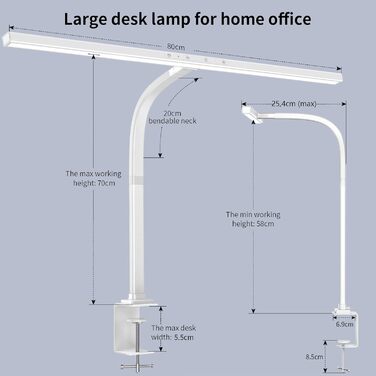 LED лампа для столу EppieBasic з регулюванням яскравості, 24W, для офісу та дому, захист очей, 6 кольорів, авто-диммування