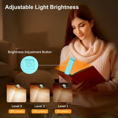 LED кріплення-лампа для читання Gritin з USB-зарядкою, 3 кольори та 3 рівні яскравості, захист очей, блакитний