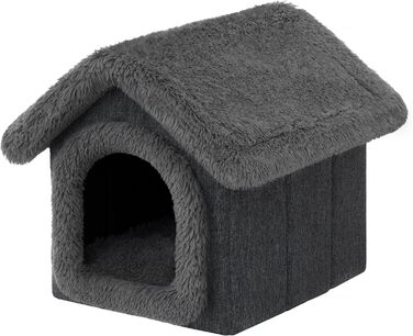 Будиночок для тварин: собачий та котячий, чорний з сірим, 60x70x63 см. М'який будиночок для середніх собак