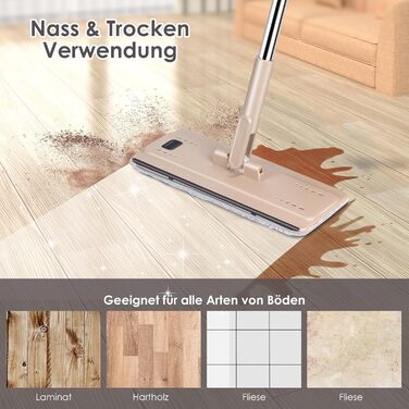 Myiosus Mop Set with Bucket, Mop, Floor Scrubber with 6 Microfiber Pads, 360° Flat Mop with Stainless Steel Handle, Space-Saving, Portable Mop Bucket with Wringing Function for All Floors