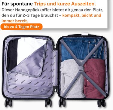 Чемодан NOWI Bergamo: водостійкий, 8 коліс, 360°, телескопічна ручка, повне внутрішнє оздоблення (M, Чорний полунічний)