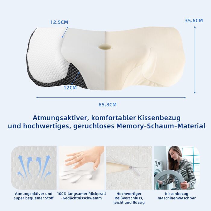 IDEA Pillow for Neck Pain, Orthopedic Memory Foam Pillow, Ergonomic Pillow for Optimal Support, Anti-Snoring Pillow for Side, Back & Stomach Sleepers