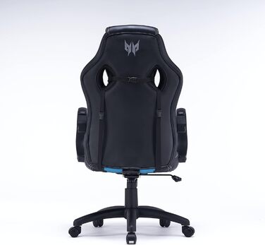 Ігрове крісло Acer Predator Rift Essential, ергономічна підтримка спини та голови, м'які підлокітники, широка сидушка, до 150 кг, чорний/синій