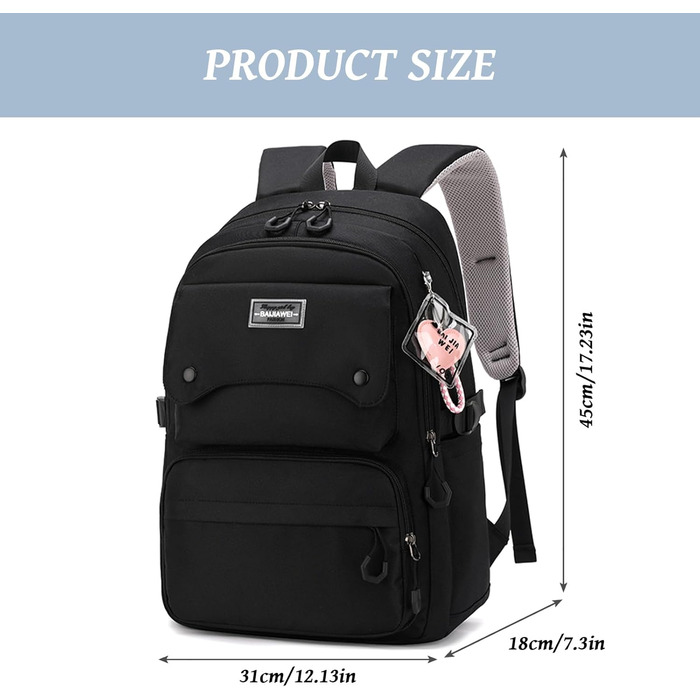 Шкільний рюкзак для дівчаток та хлопців підлітки, рюкзак для жінок та чоловіків, рюкзак для ноутбука 15,6 дюймів, повсякденний туристичний рюкзак, водонепроникний рюкзак, рюкзак для коледжу (#5 Чорний-b)