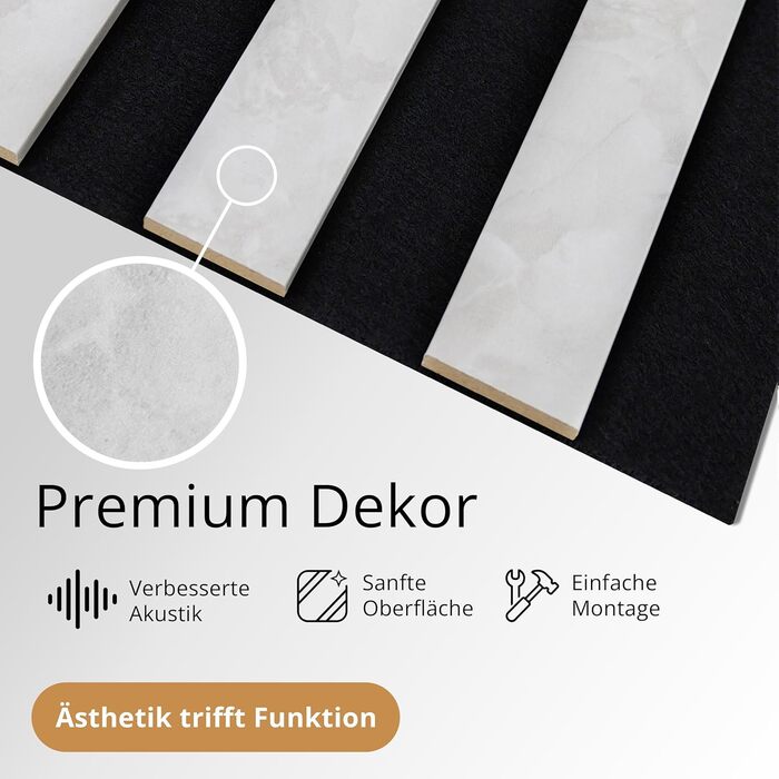 Акустичні настінні панелі SPAZIO (набір 2 шт) 260x54 см, колір Мармур 149, стіновий декор з акустичного фетру