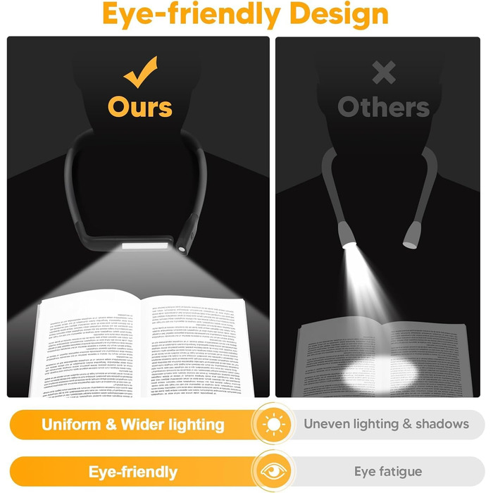 LED лампа на шию для читання та рукоділля Buch - 3 кольори, чорна