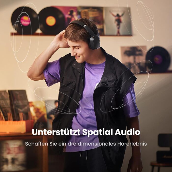 Навушники UGREEN HiTune Max5c Over-Ear з активним шумозаглушенням, Hi-Res Audio, LDAC, Bluetooth 5.4, Spatial Audio, 75 годин роботи, чорний