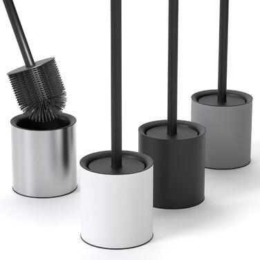 Тойлетний щітка Savega з силікону та нержавіючої сталі - антибактеріальна, з тримачем, захист від бризок