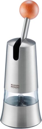 KUHN RIKON Salt and Pepper Mill made of Stainless Steel, Ratchet Spice Mill Manual, Silver, Adjustable Ceramic Grinder, Ergonomic Handle